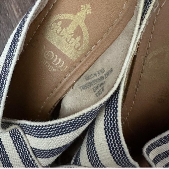 Navy Striped Wedge Sandals with Cork - Picture 2 of 8